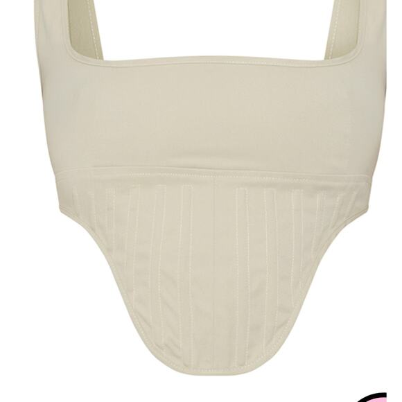 Pretty Little Things Stone Twill Dip Hem Structured Cargo Corset Pant Set Size 6 - Picture 4 of 10